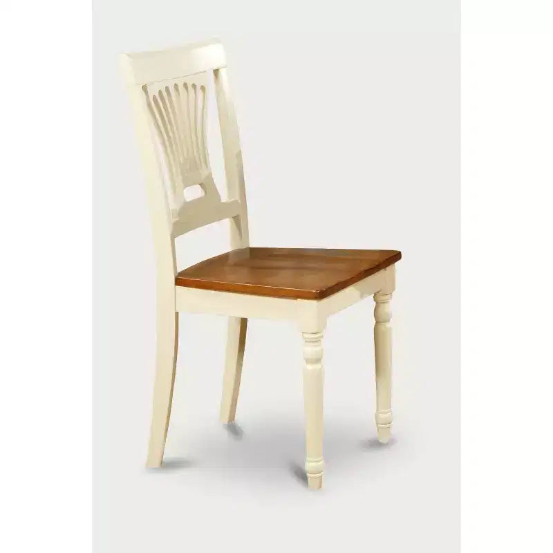 HomeStock 7-Piece Rectangle Buttermilk and Cherry Finish Solid Wood Top Dining Table with 6-Chairs