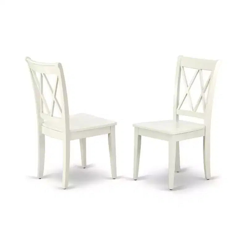 HomeStock 5-Piece Linen White Finish Solid Wood Top Dining table with 4-Chairs