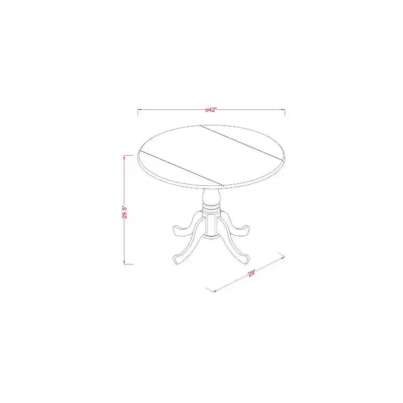 Small Kitchen Table Set with 4 Chairs - 42 Drop Leaf Dining Table, Oak Finish