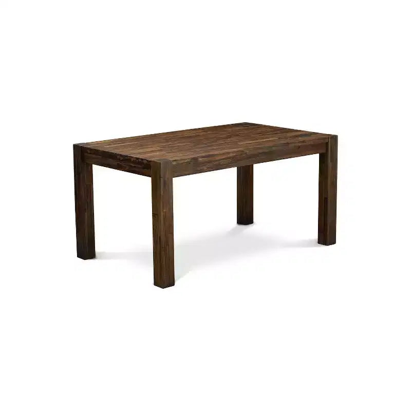 HomeStock 5-Pc Rectangular Natural Brown Finish Solid Wood Top-Upholstered Dining Room Set-Seats 4