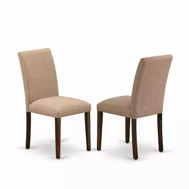 HomeStock 5-Pc Rectangular Natural Brown Finish Solid Wood Top-Upholstered Dining Room Set-Seats 4