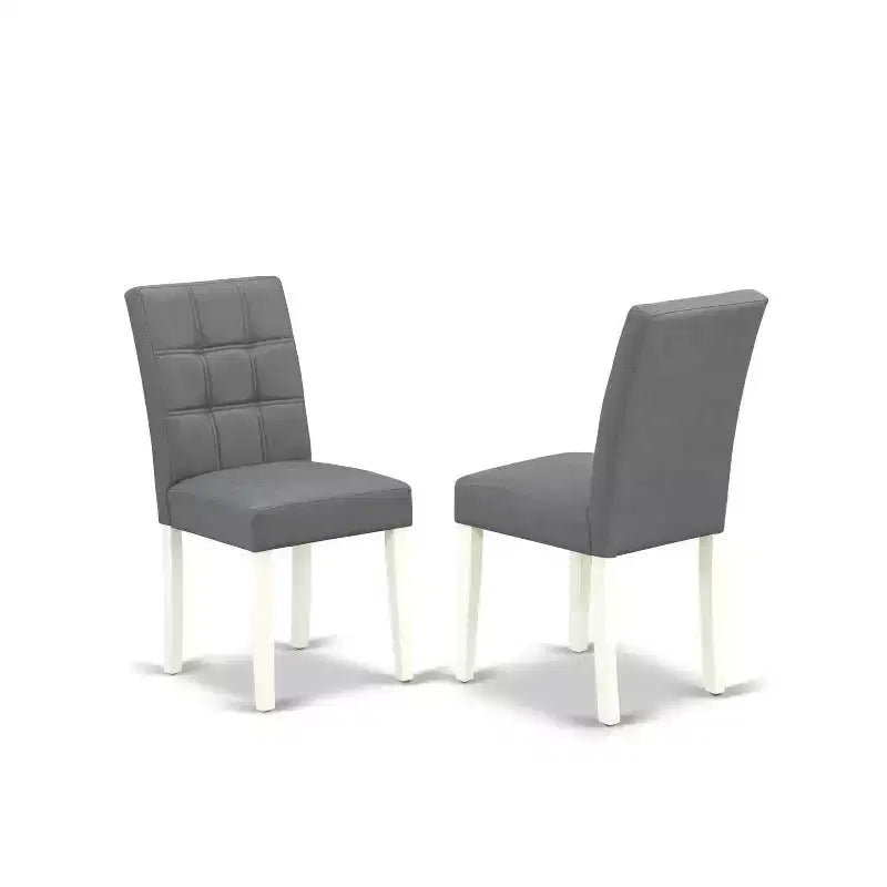 3-Piece Linen white Solid Wood Top - Round Dining Room Set - Seats 4