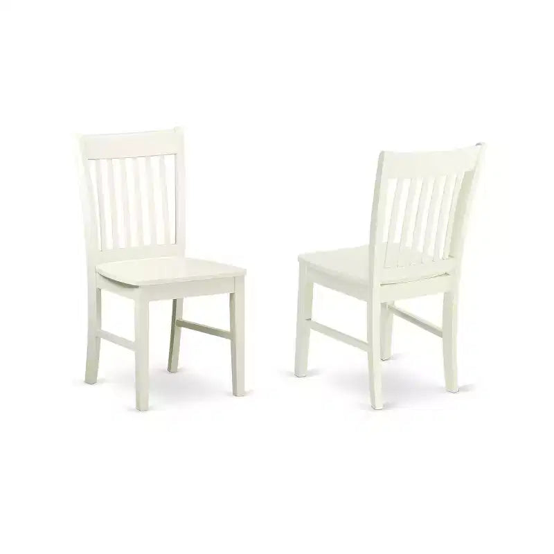 HomeStock 5-Pc Linen White Finish Solid Wood Top - Round Dining Room Set - Seats-4