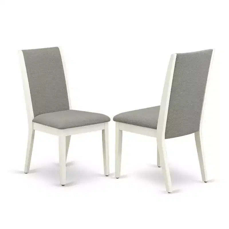 HomeStock 7-Pc Linen White Finish Solid Wood Top Dining Table with 6-Chairs with Butterfly Leaf