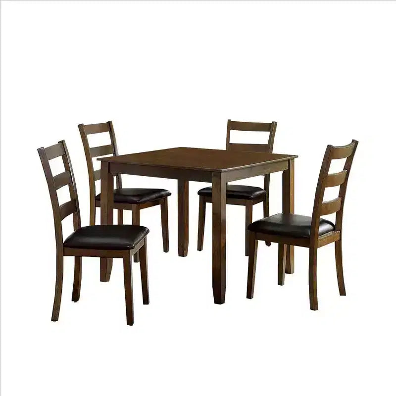 Royal Hampton 5 Piece Dining Table Set with Leatherette Seating, Brown