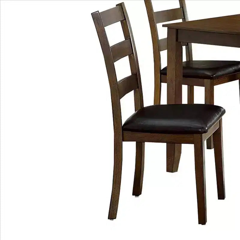 Royal Hampton 5 Piece Dining Table Set with Leatherette Seating, Brown