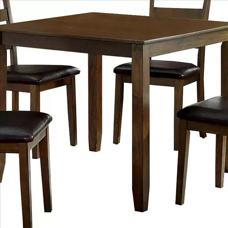 Royal Hampton 5 Piece Dining Table Set with Leatherette Seating, Brown