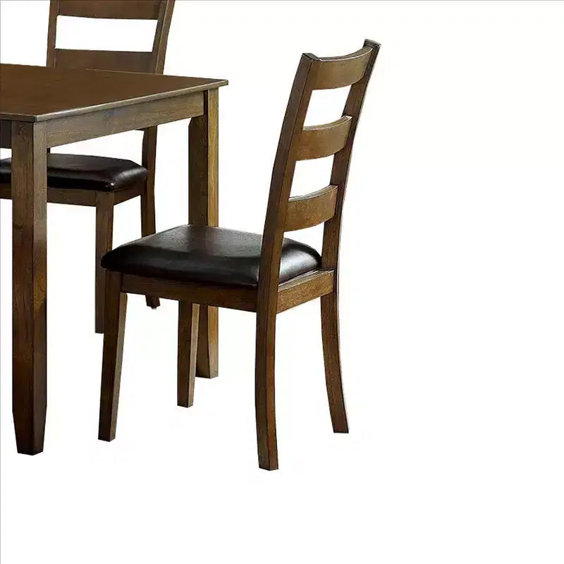 Royal Hampton 5 Piece Dining Table Set with Leatherette Seating, Brown