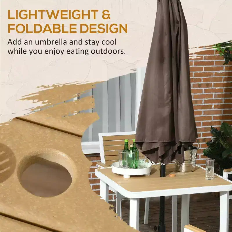 5 Pieces Outdoor Dining Set for 4, Wicker Rattan Patio Furniture Set, Patio Table and Chairs Set with Cushions, Square Metal Table Top