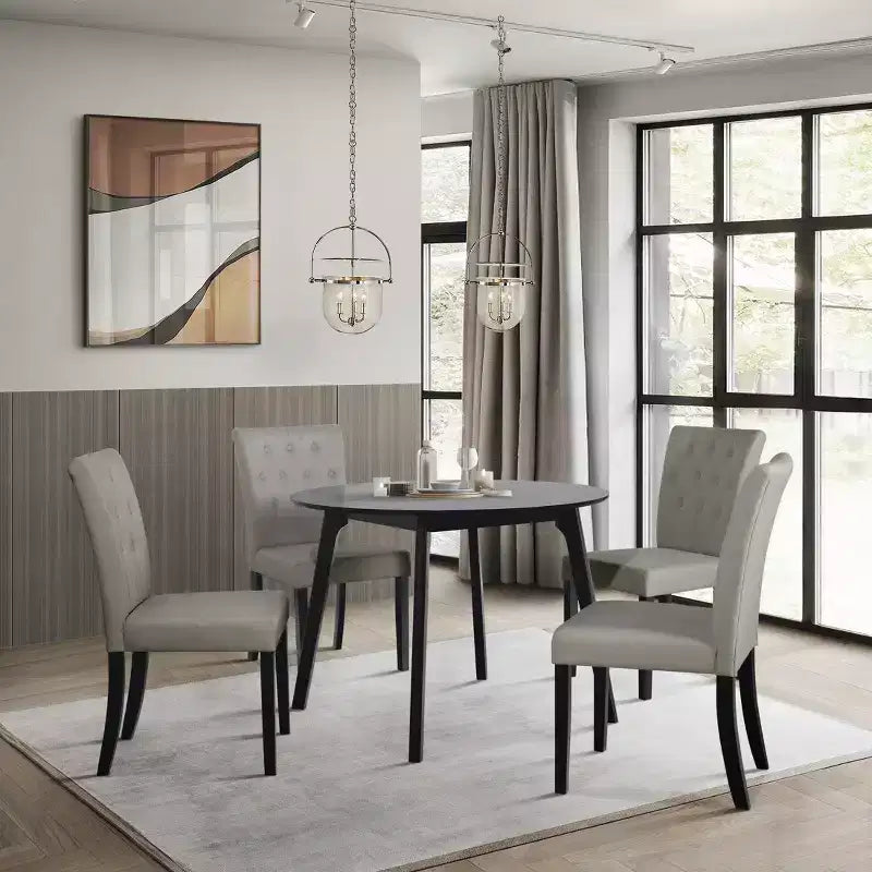 ChaletPosh 5 Pieces Dining Set with Linen Cover Dining Chair