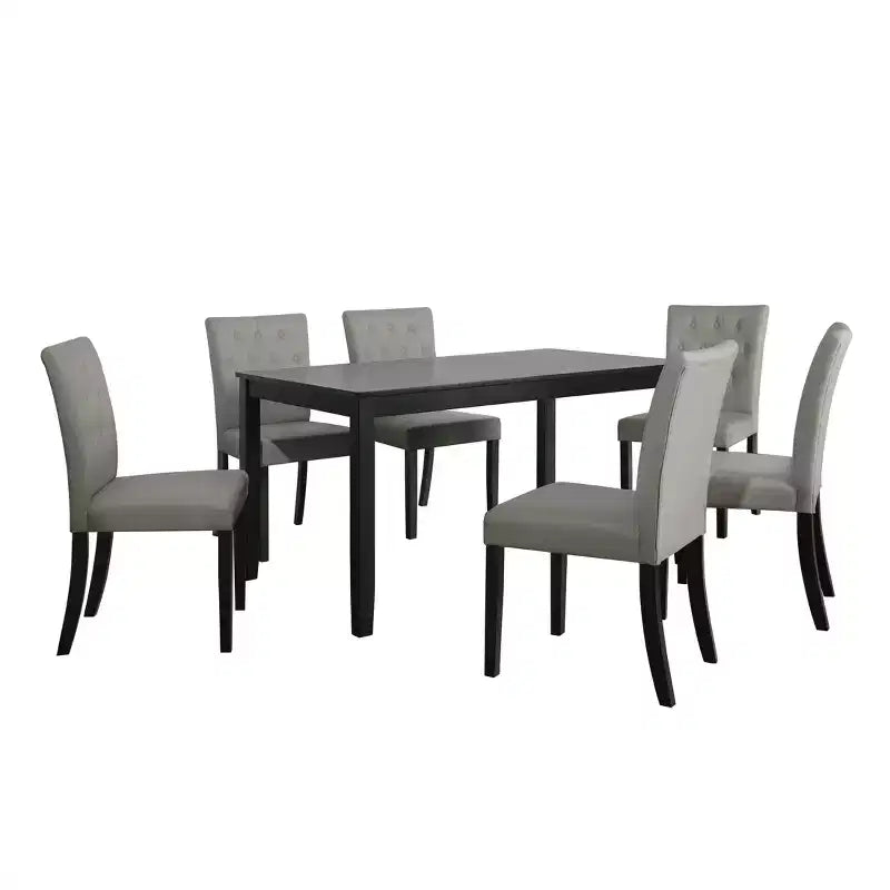 ChaletPosh 7 Pieces Dining Set with Linen Cover Dining Chair