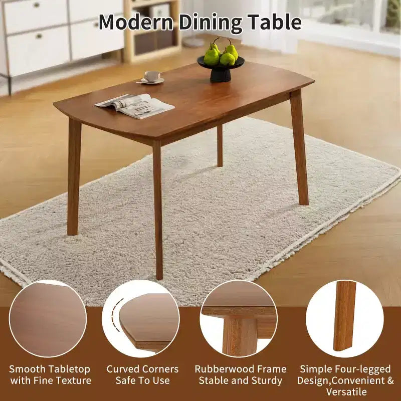 5-Piece Modern Dining Table Set with Rubberwood Frame and 4 Upholstered Chairs, Space-Saving Dining Set for Dining Room or Kitchen - Panipeachy