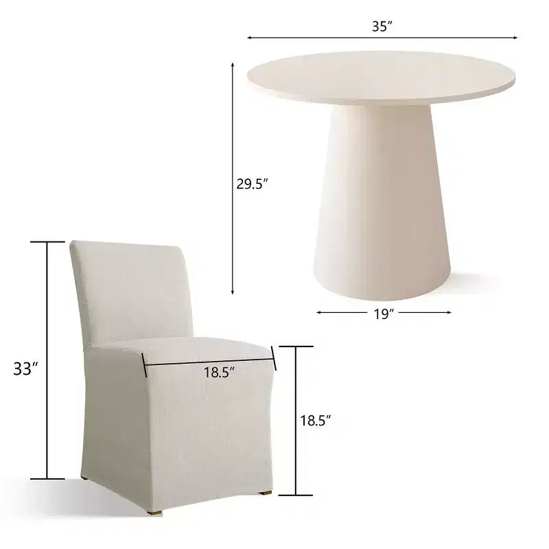3-Piece Dining Room Table and Chair Set, 35 Round Table with Upholstered Slipcover Chairs for Breakfast Nook or Small Space-Panipeachy