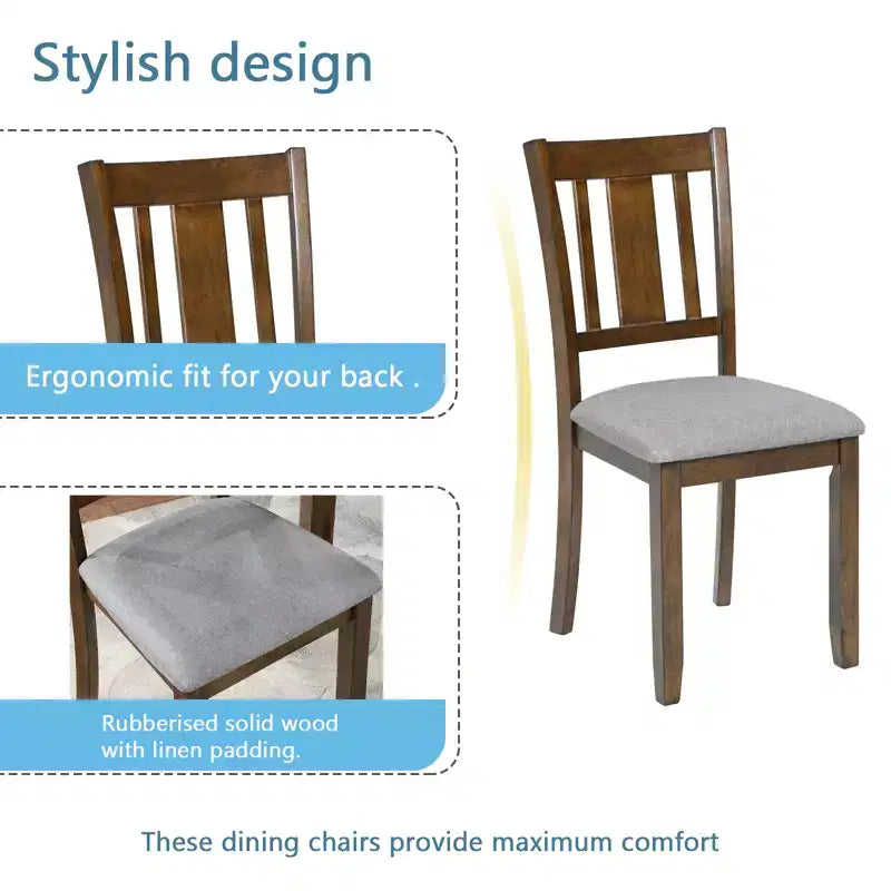sumyeg 5 Piece Wooden Dining Table Set with 4 Chairs for Kitchen or Dining Room