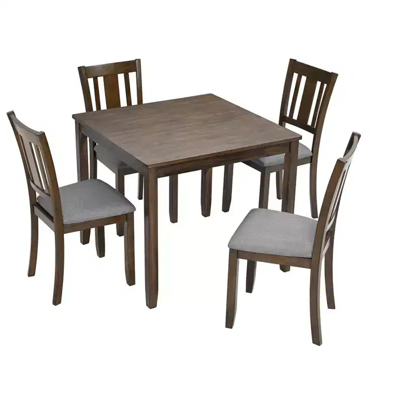 sumyeg 5 Piece Wooden Dining Table Set with 4 Chairs for Kitchen or Dining Room