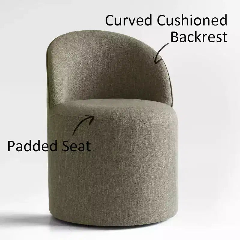 Dining Table Set for 6, Oval 79 Table and Linen Fabric Upholstered Barrel Chairs with Casters, for the Dining Room-Panipeachy