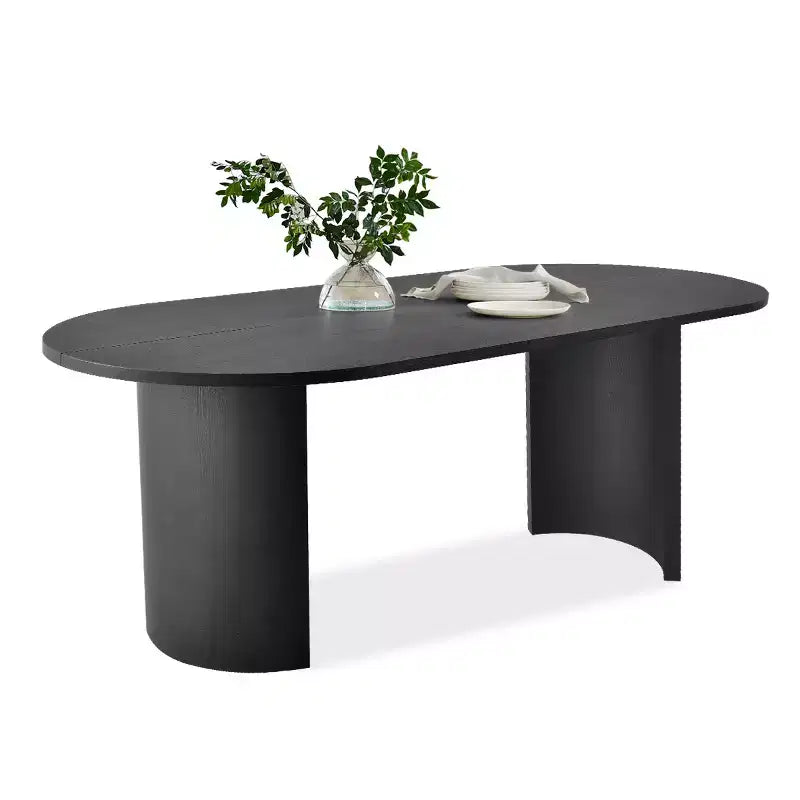 Dining Table Set for 6, Oval 79 Table and Linen Fabric Upholstered Barrel Chairs with Casters, for the Dining Room-Panipeachy