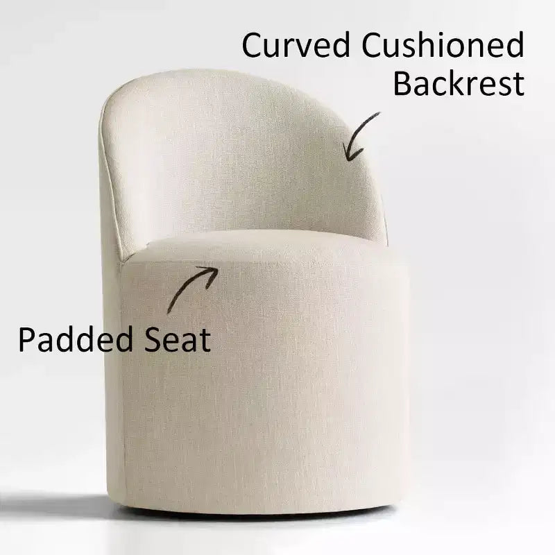 Dining Table Set for 6, Oval 79 Table and Linen Fabric Upholstered Barrel Chairs with Casters, for the Dining Room-Panipeachy