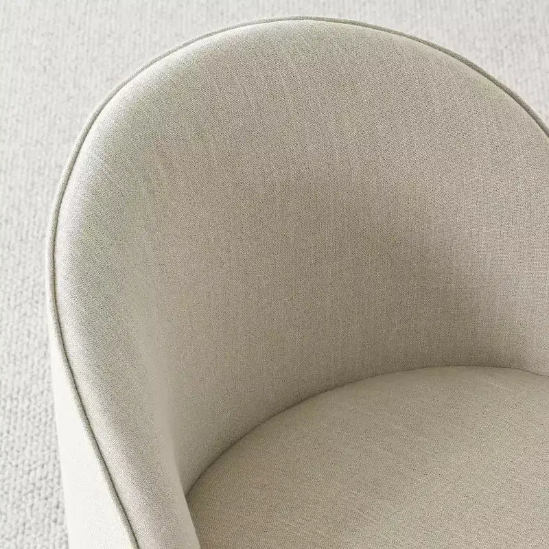 Dining Table Set for 6, Oval 79 Table and Linen Fabric Upholstered Barrel Chairs with Casters, for the Dining Room-Panipeachy