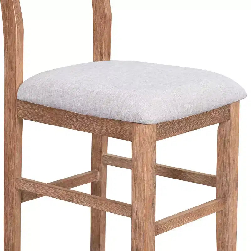 5 Pieces Counter Height Dining Set for 4, Farmhouse Wooden Bar Table Set with 4 Upholstered Chairs for Small Places
