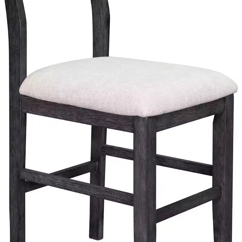 5 Pieces Counter Height Dining Set for 4, Farmhouse Wooden Bar Table Set with 4 Upholstered Chairs for Small Places