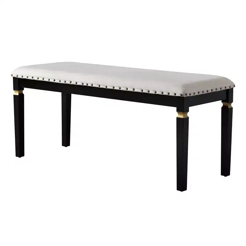 Retro 6 Pieces Kitchen Dining Table Set, Rectangular Table and 4 High-Back Tufted Chairs & Bench, Wood Dining Room Table Set for 6