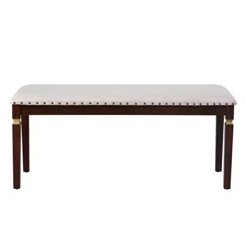 Retro 6 Pieces Kitchen Dining Table Set, Rectangular Table and 4 High-Back Tufted Chairs & Bench, Wood Dining Room Table Set for 6