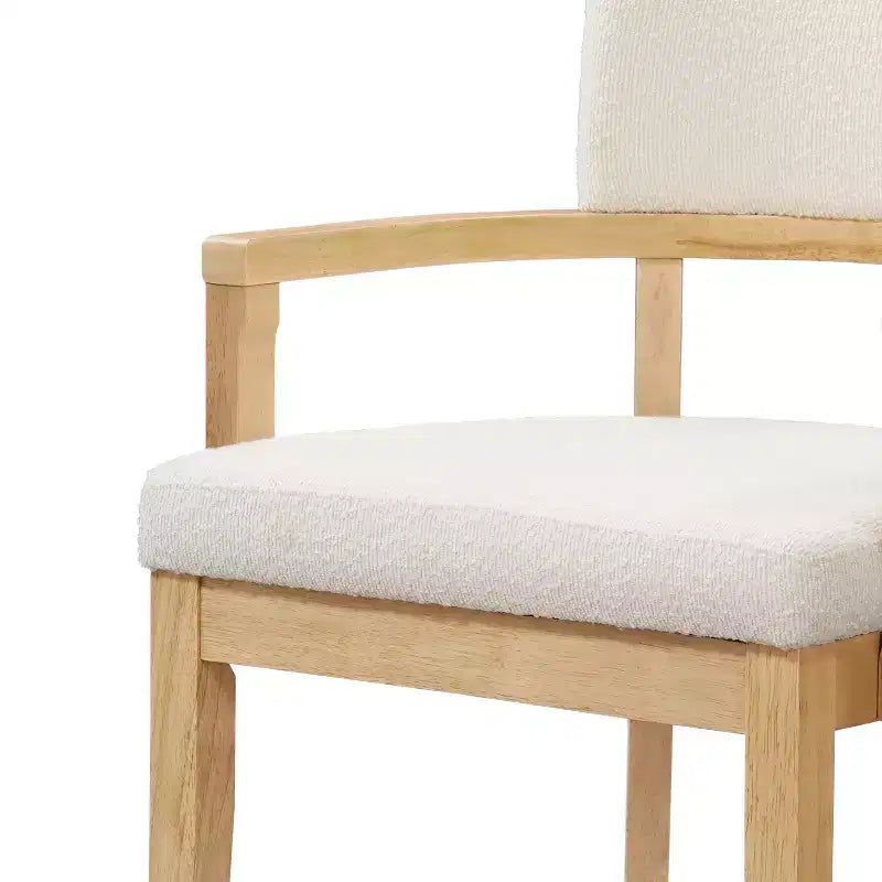Christopher Knight Home Raisa 5 Piece Farmhouse Rubberwood Dining Set with Boucle Upholstered Chairs