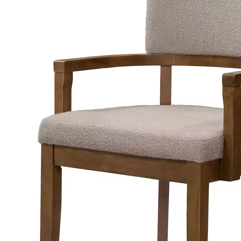 Christopher Knight Home Raisa 5 Piece Farmhouse Rubberwood Dining Set with Boucle Upholstered Chairs