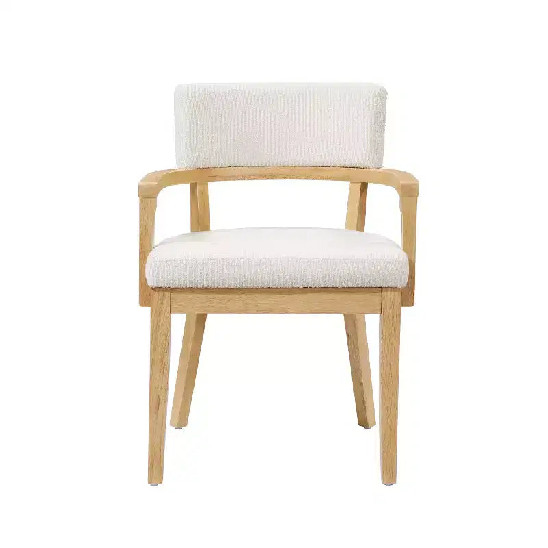 Christopher Knight Home Raisa 5 Piece Farmhouse Rubberwood Dining Set with Boucle Upholstered Chairs