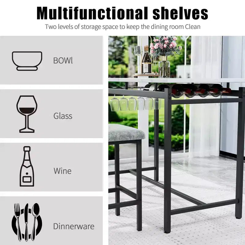 sumyeg 3 Piece Dining Table Set with 2 Upholstered Chairs for Kitchen or Small Apartment