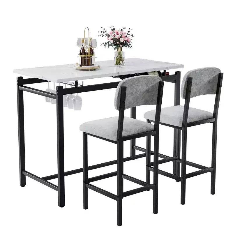 sumyeg 3 Piece Dining Table Set with 2 Upholstered Chairs for Kitchen or Small Apartment