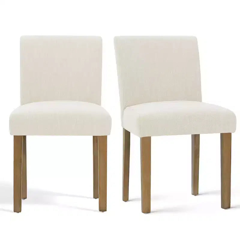 Expandable Dining Table Set for 8, Rectangular Table with Removable Leaves and Armless Linen Chairs, Featuring Solid Wood Legs-Panipeachy