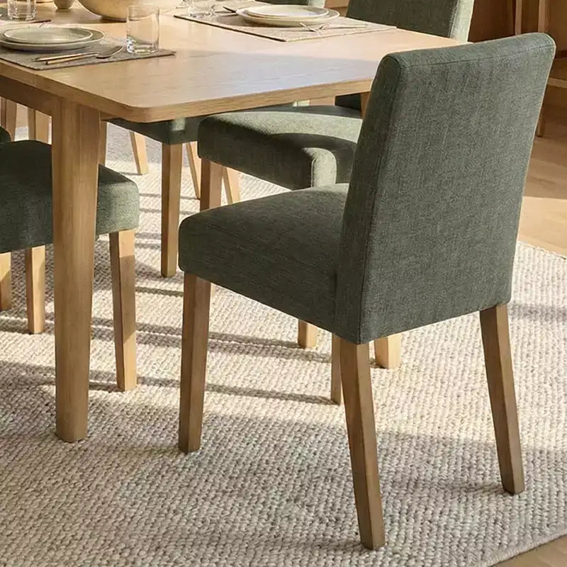 Expandable Dining Table Set for 8, Rectangular Table with Removable Leaves and Armless Linen Chairs, Featuring Solid Wood Legs-Panipeachy