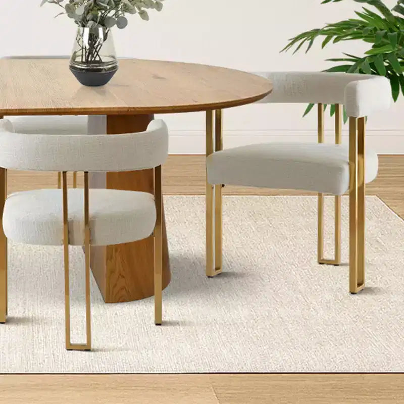47-83 Extendable Dining Table Set for 6, Natural Wood-Tone Table and 6 Upholstered Chenille Dining Chairs with Metal Legs-Panipeachy