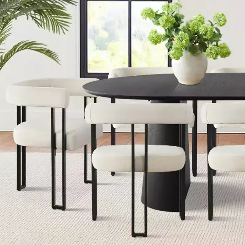 Expandable Round to Oval Dining Table Set with 8 Velvet Chairs, 3-in-1 Pedestal Dining Set, Seats 4 to 8, Modern Dining Room Set-Panipeachy