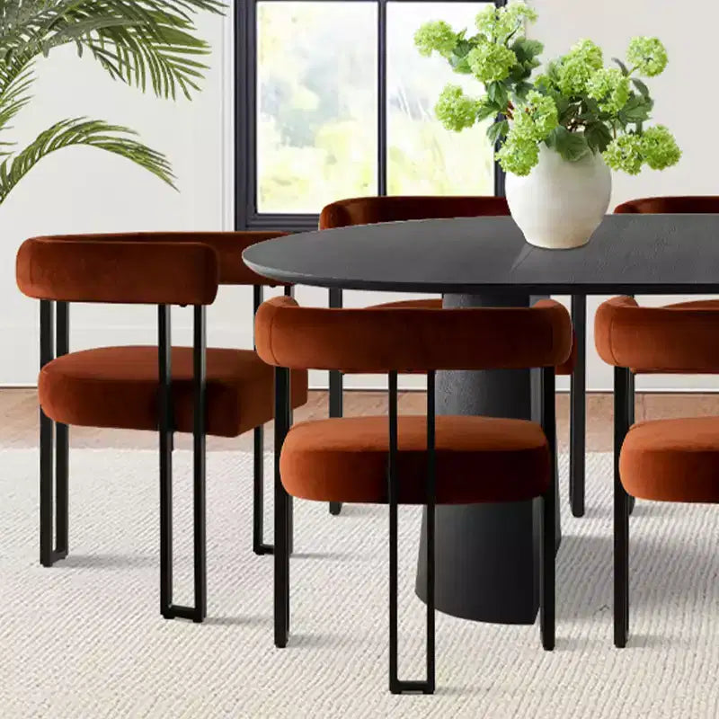 Expandable Round to Oval Dining Table Set with 8 Velvet Chairs, 3-in-1 Pedestal Dining Set, Seats 4 to 8, Modern Dining Room Set-Panipeachy