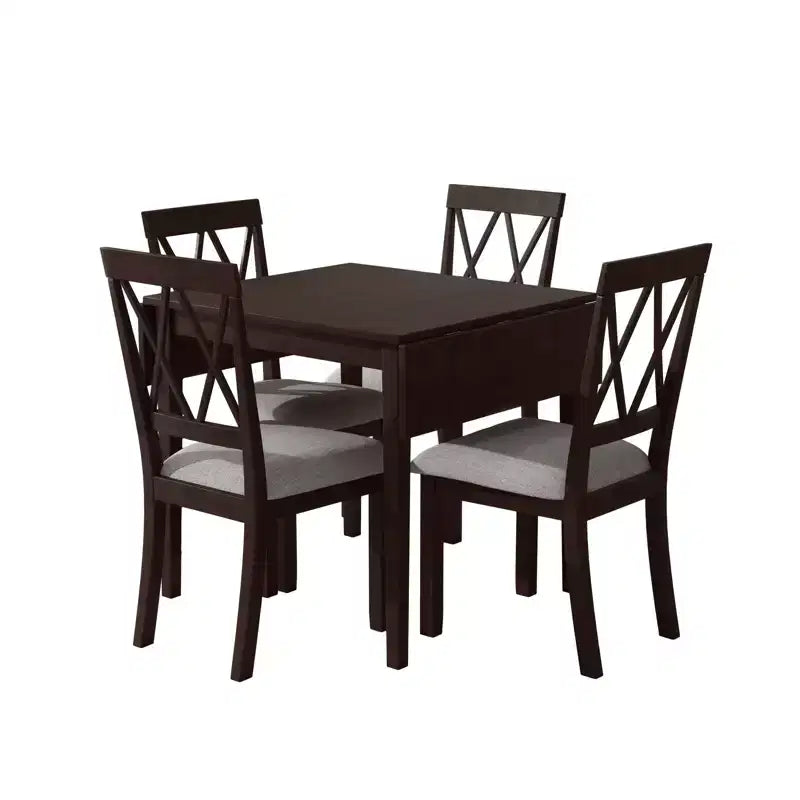 GDFStudio Harlan Dining Table Set with Drop Leaf Table and 4 Upholstered Chairs