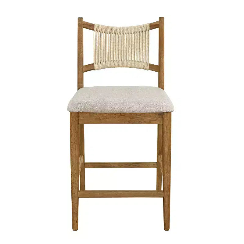 Christopher Knight Home La Modern 5 Piece Rubber Wood Upholstered Counter Set with Square Table and Rope Design