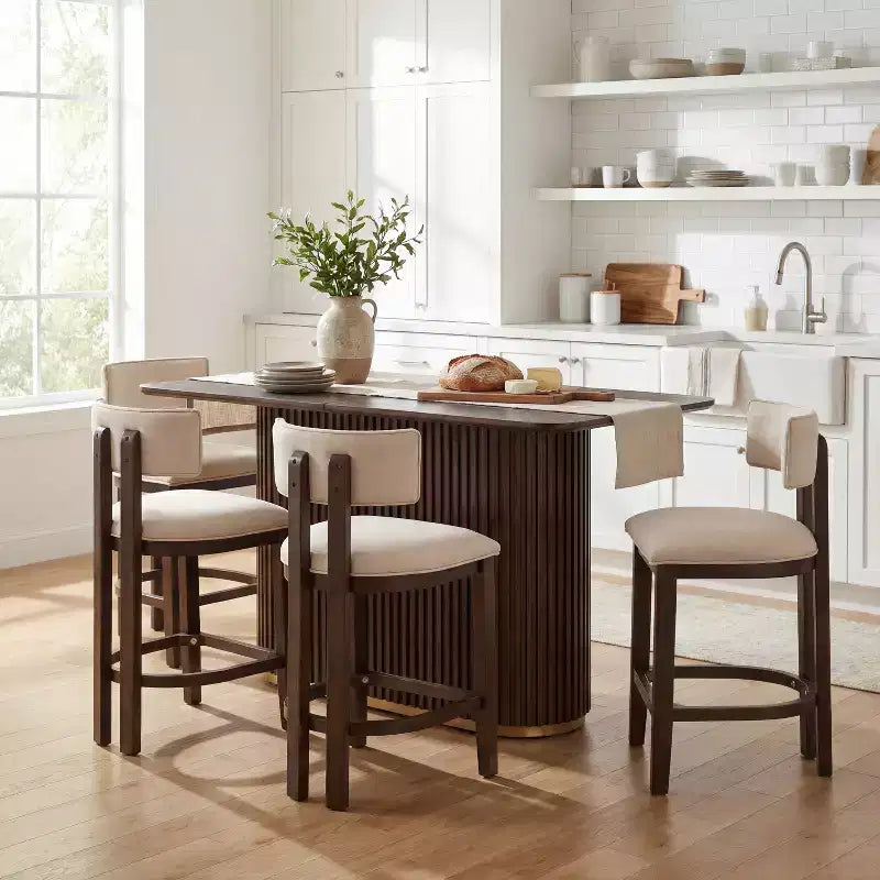 Christopher Knight Home Quini Modern 5 Piece Wooden Dining Set with Pedestal Design and Rubberwood Legs