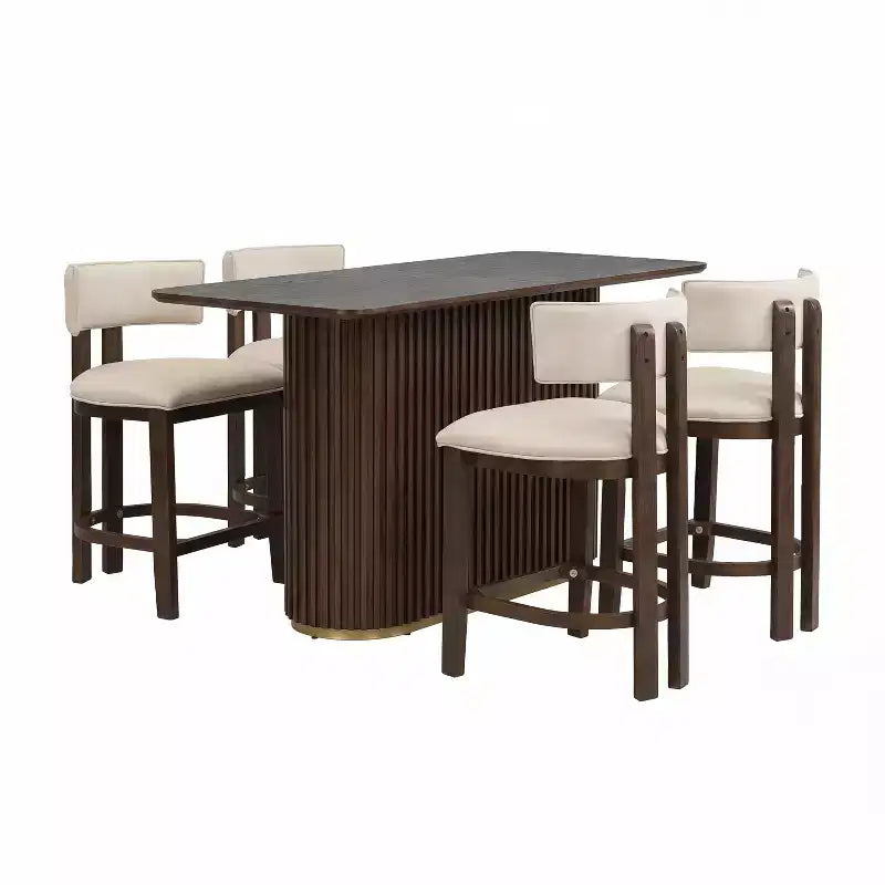 Christopher Knight Home Quini Modern 5 Piece Wooden Dining Set with Pedestal Design and Rubberwood Legs