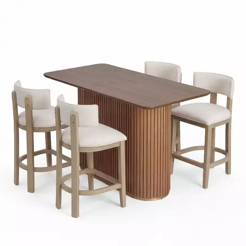 Christopher Knight Home Quini Modern 5 Piece Wooden Dining Set with Pedestal Design and Rubberwood Legs