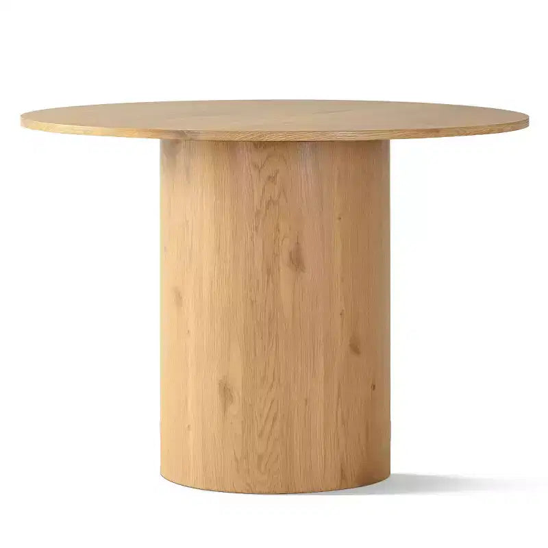 5-Piece Round Dining Table Set for 4, Pedestal Dining Table with Woven Back Solid Wood Chairs, Modern Kitchen & Dining Room Furniture-Panipeachy