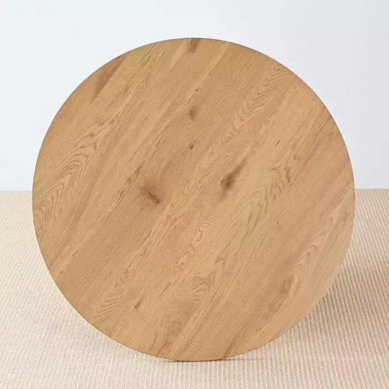 5-Piece Round Dining Table Set for 4, Pedestal Dining Table with Woven Back Solid Wood Chairs, Modern Kitchen & Dining Room Furniture-Panipeachy