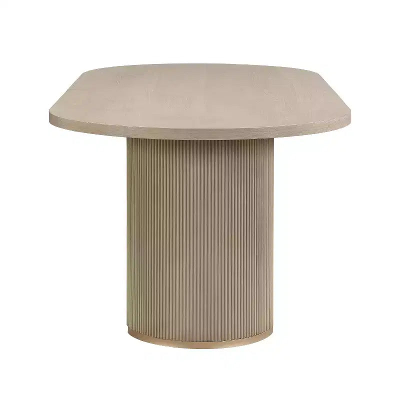 Christopher Knight Home Anand Modern 7 Piece Rubberwood Linen Upholstered Dining Set with Oval Pedestal Table
