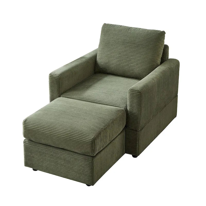 Fauteuil Club classique en velours côtelé avec Ottomane