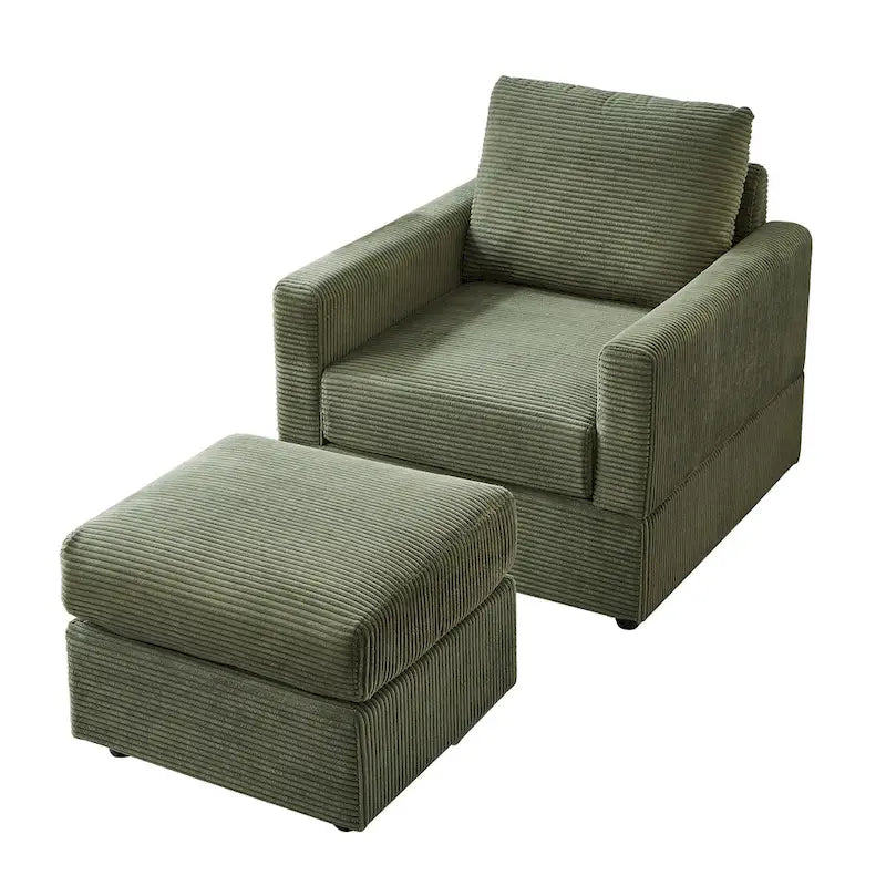 Fauteuil Club classique en velours côtelé avec Ottomane