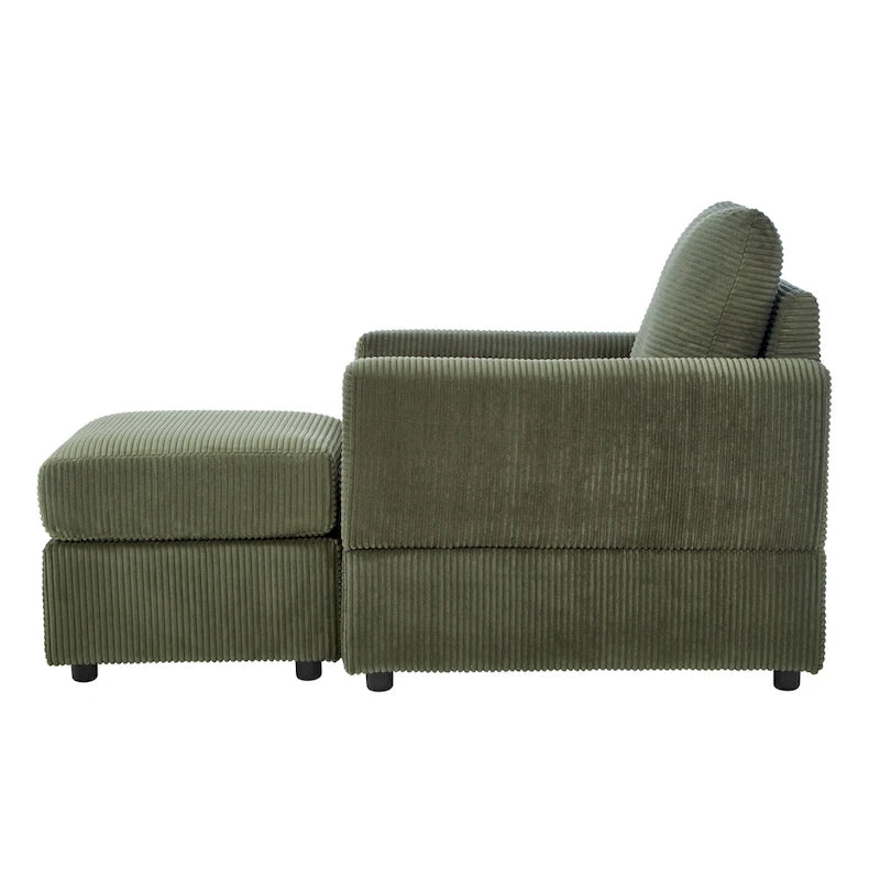 Fauteuil Club classique en velours côtelé avec Ottomane