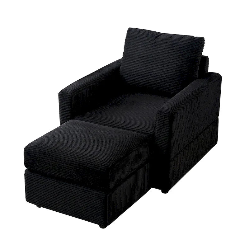 Fauteuil Club classique en velours côtelé avec Ottomane