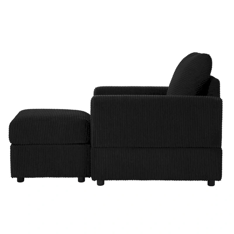 Fauteuil Club classique en velours côtelé avec Ottomane